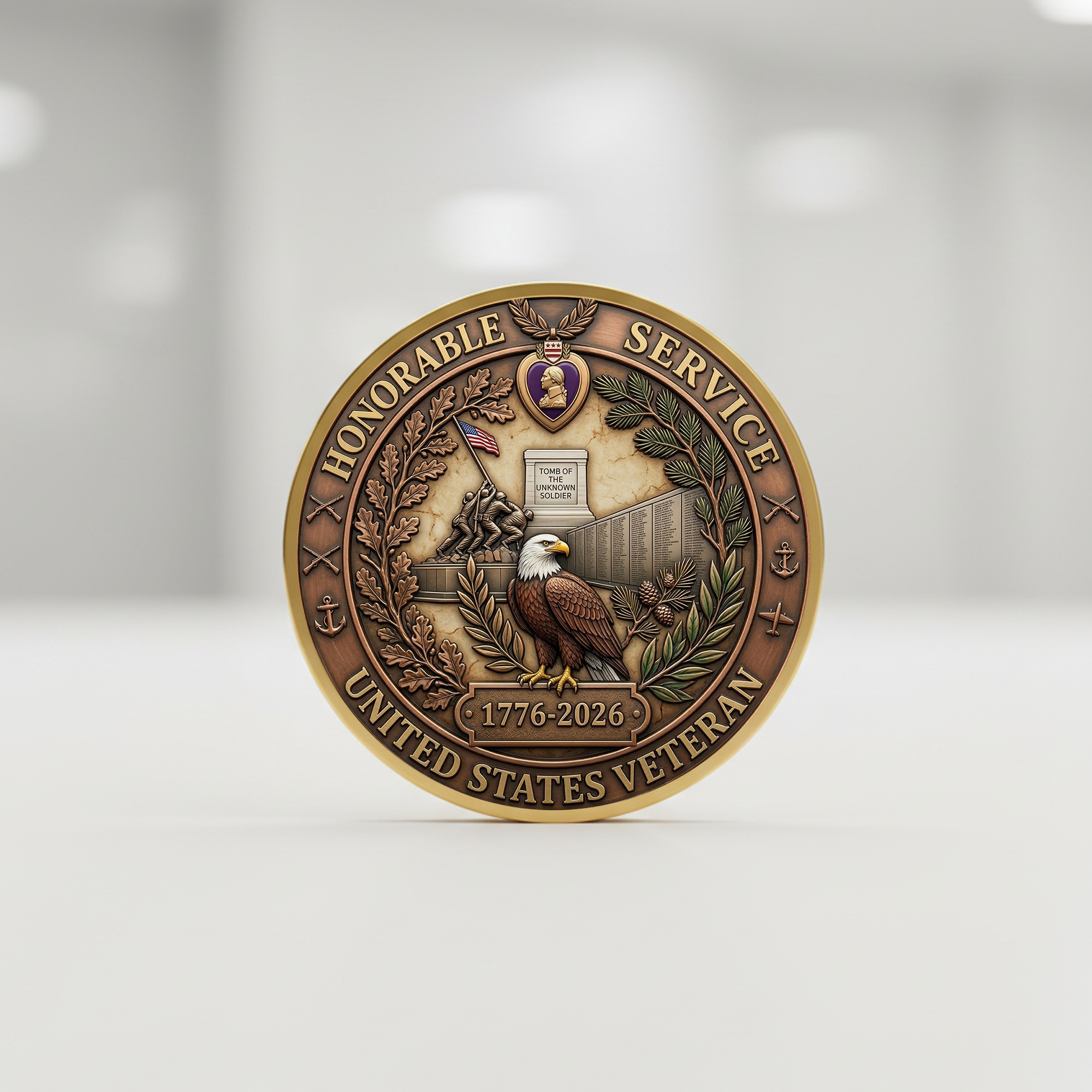 250th Anniversary of America 1776–2026 Commemorative Coin – Patriotic Souvenir Token 03 - Delicate Leather