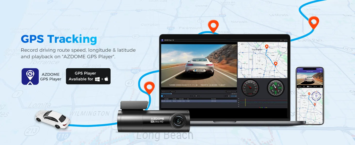 4K AZDOME M300S Dash Cam – Front and Rear, GPS, 5.8G WiFi, WDR Night Vision, with Voice Control and Free 64GB SD Card 29 - Delicate Leather