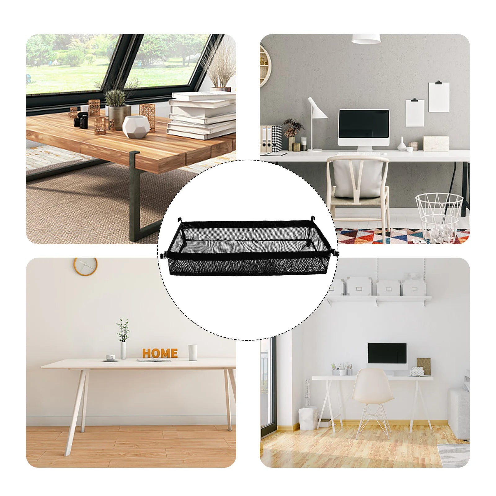 Outdoor Folding Net Bag: Picnic Under-Table Storage Hanging Pocket Organizer Mesh Bag for Desk, Box, and Tripod Rack during Camping and Outdoor Activities - Delicate Leather