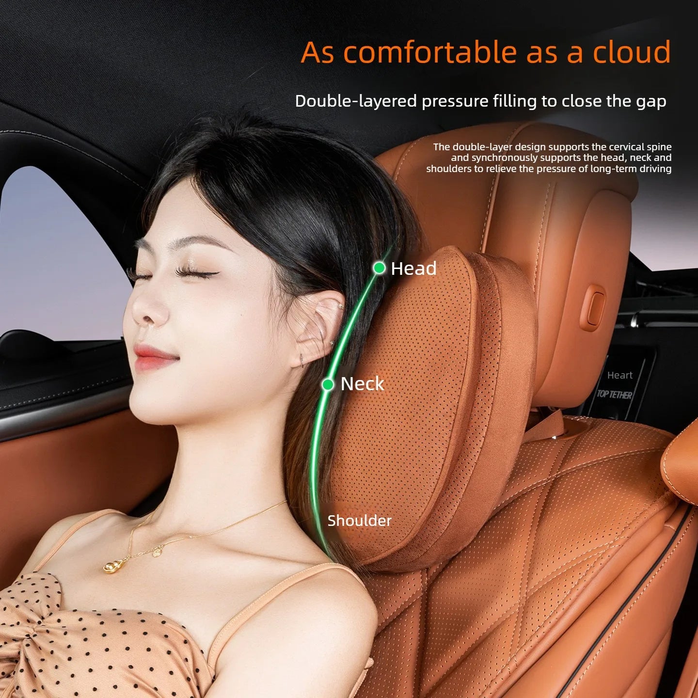 Suede Car Neck and Lumbar Support Set – Universal Ergonomic Headrest & Waist Pillow for Auto Seats - Delicate Leather