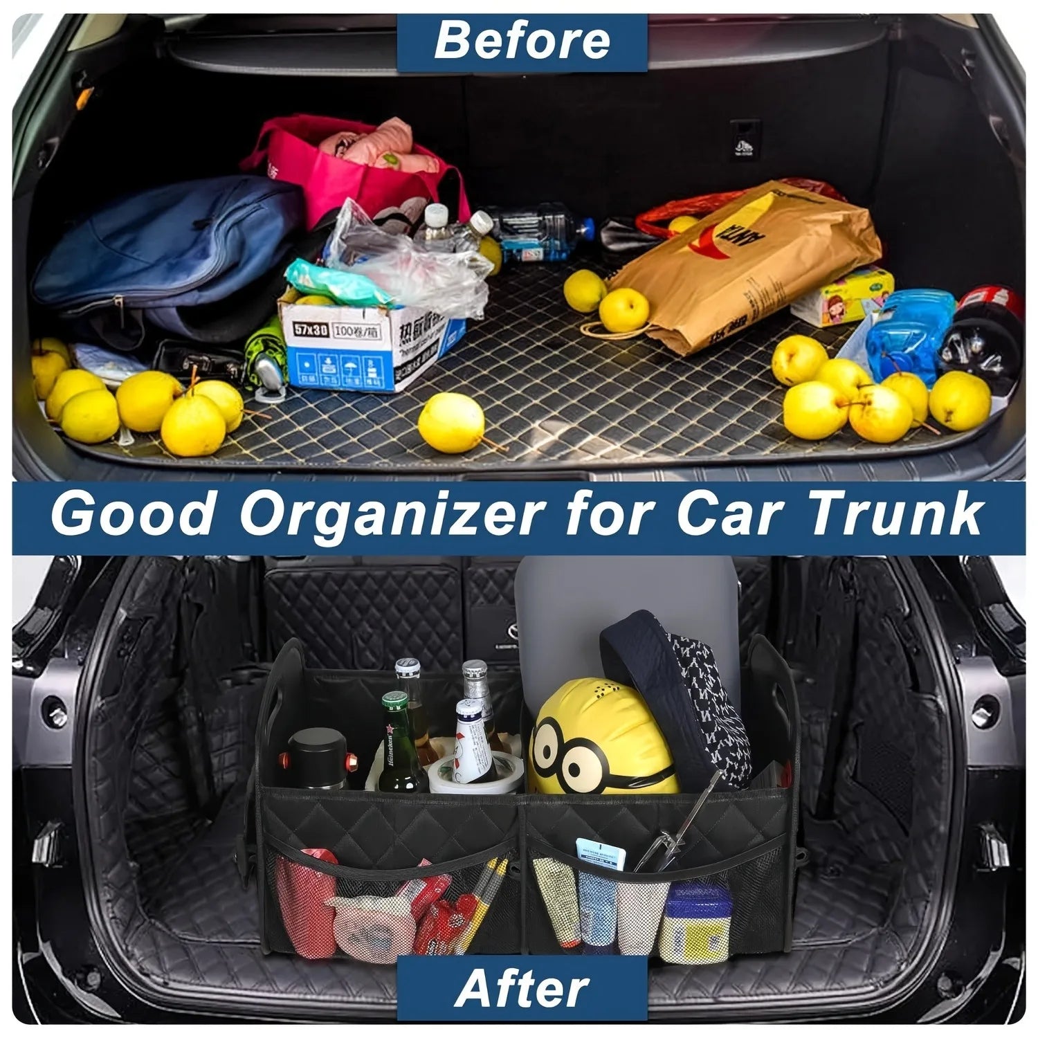 Universal Foldable Car Trunk Storage Box – PU Leather Multi-Functional Organizer for Vehicle Interior - Delicate Leather