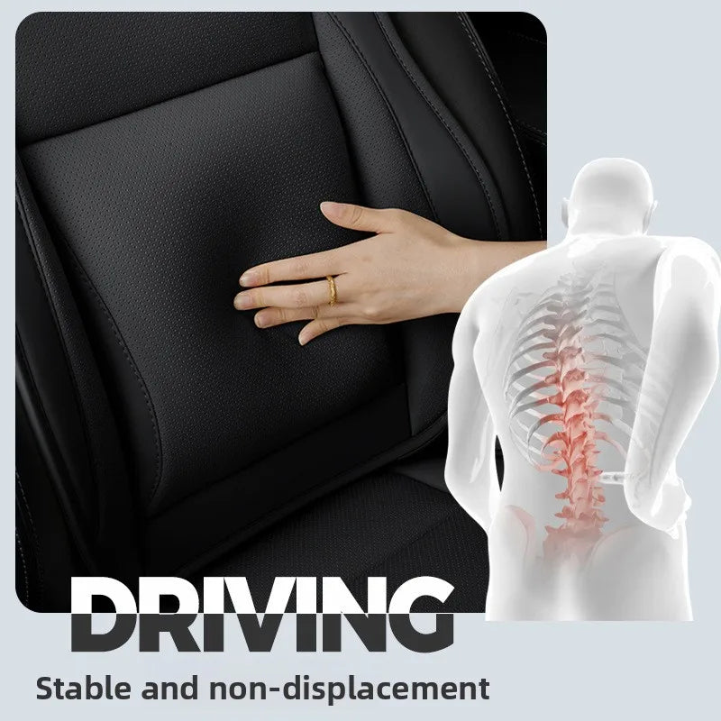 Universal Ergonomic Car Seat Cover with Built-In 6cm Lumbar Support & Leg Bolster – Four-Season Auto Seat Protection Pad - Delicate Leather