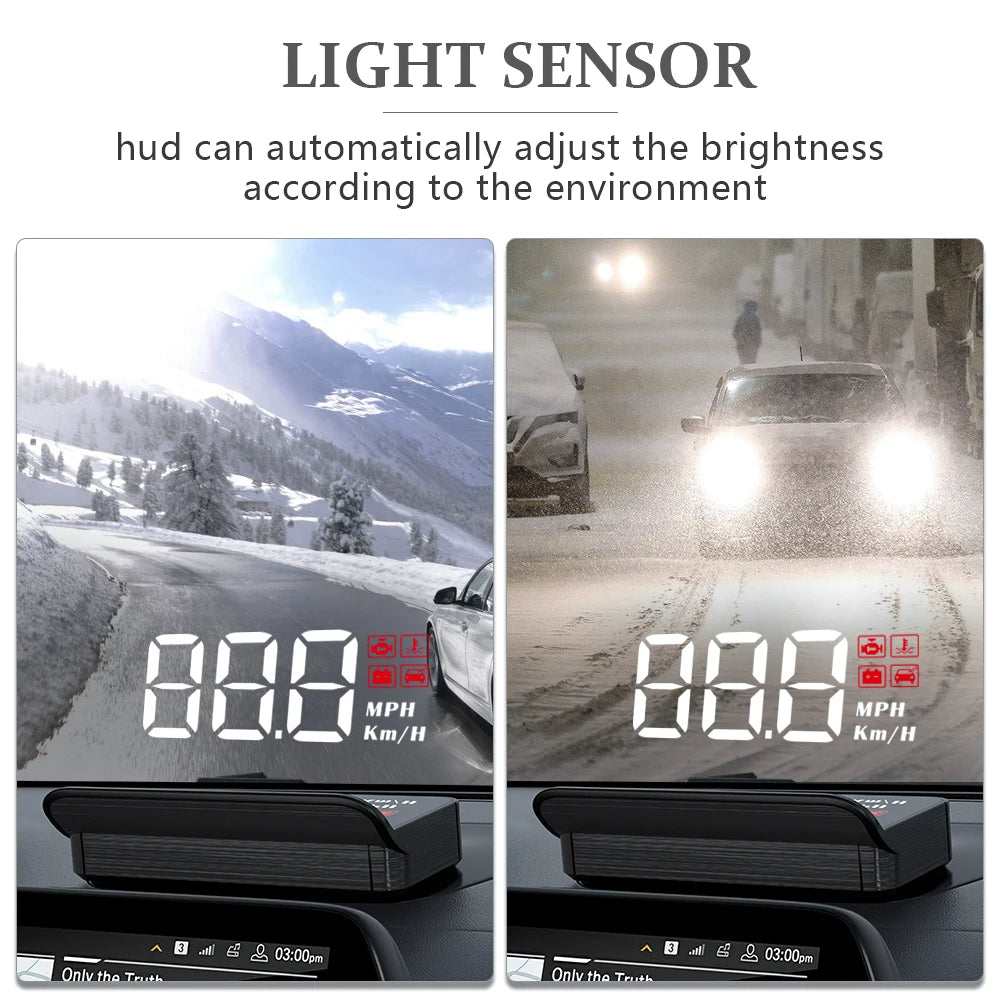 OBD2 HUD Car Head-Up Display | Digital Speedometer & Windshield Projector for Auto Accessories M3 (SP19) - Delicate Leather