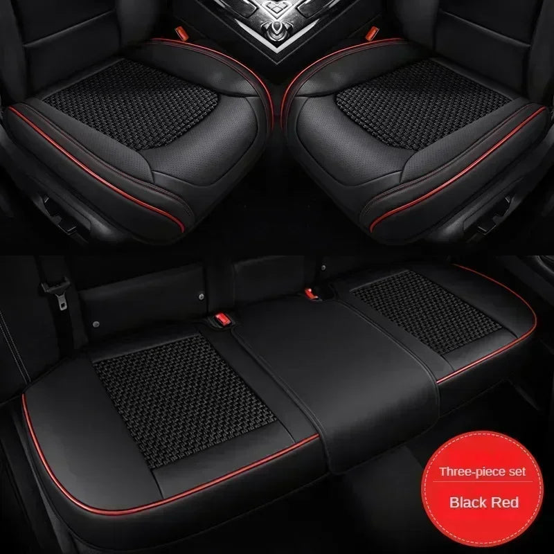 Full Coverage Car Seat Cover 3D Cushion Universal Fit Front and Rear Seats, Durable Synthetic Leather Car Interior Protector - Delicate Leather
