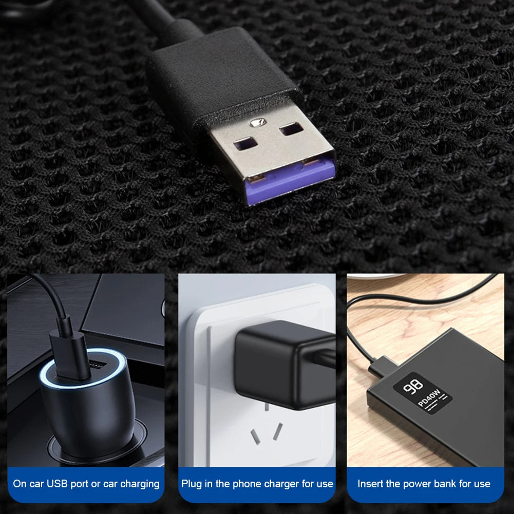 Stay Cool this Summer with the USB Fan Blowing Car Cooling Cushion: 8-Fan Design with 3 Adjustable Gears for Ultimate Ventilation and Comfort in Your Auto Interior - Delicate Leather