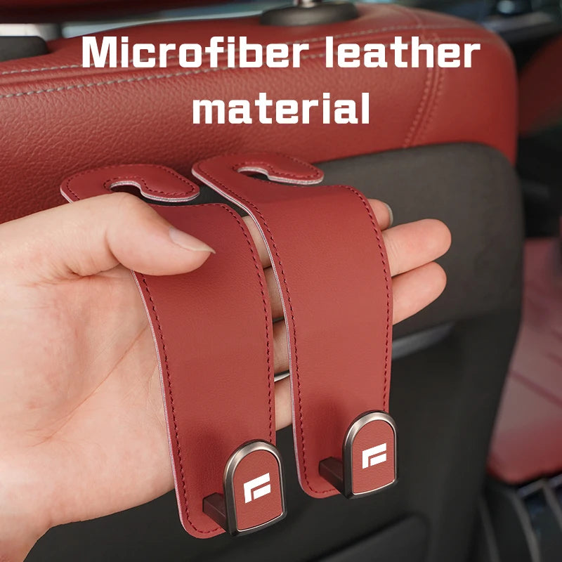 Leather Car Seat Headrest Hook – Auto Seat Back Hanger for Storage & Organization - Delicate Leather