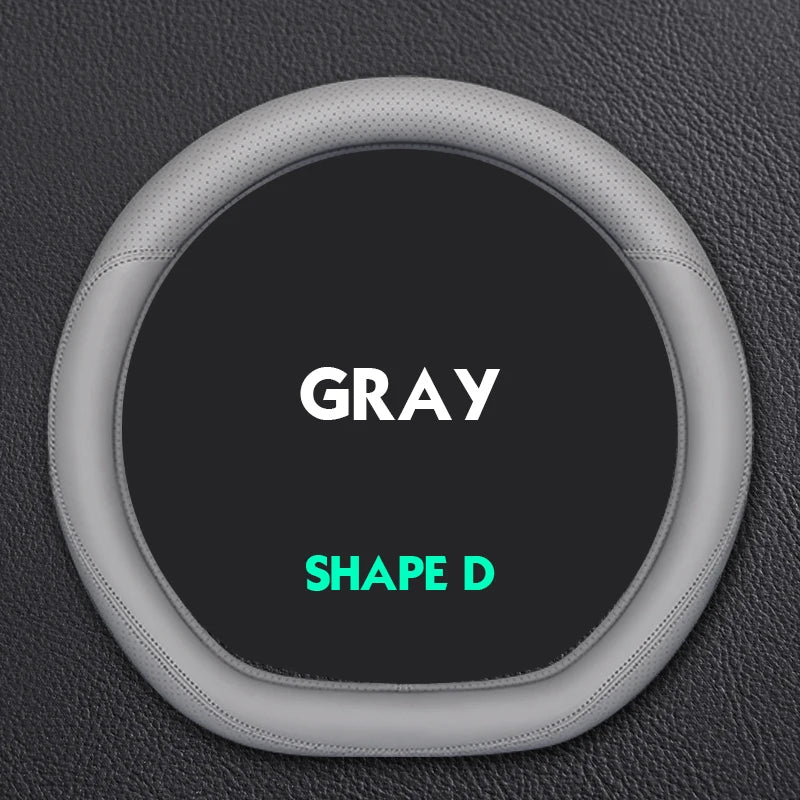 Leather Steering Wheel Cover – Anti-Slip 38cm Universal Luxury Style Interior Accessory - Delicate Leather
