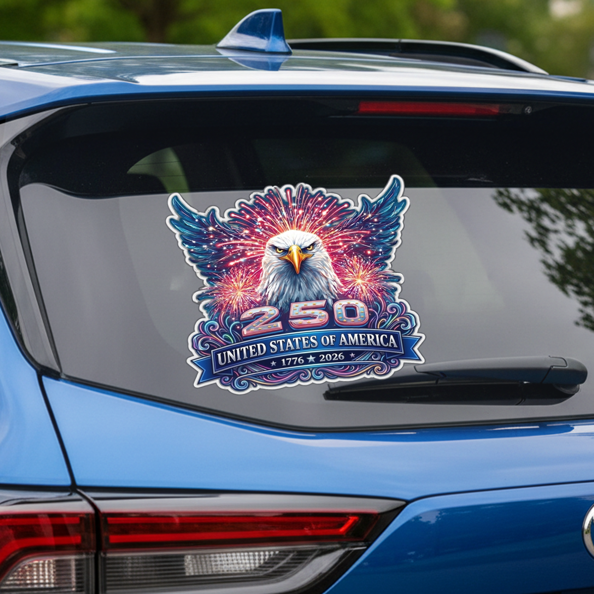 250 Years Anniversary Eagle & Fireworks Decal – Patriotic Vinyl Sticker 01 - Delicate Leather