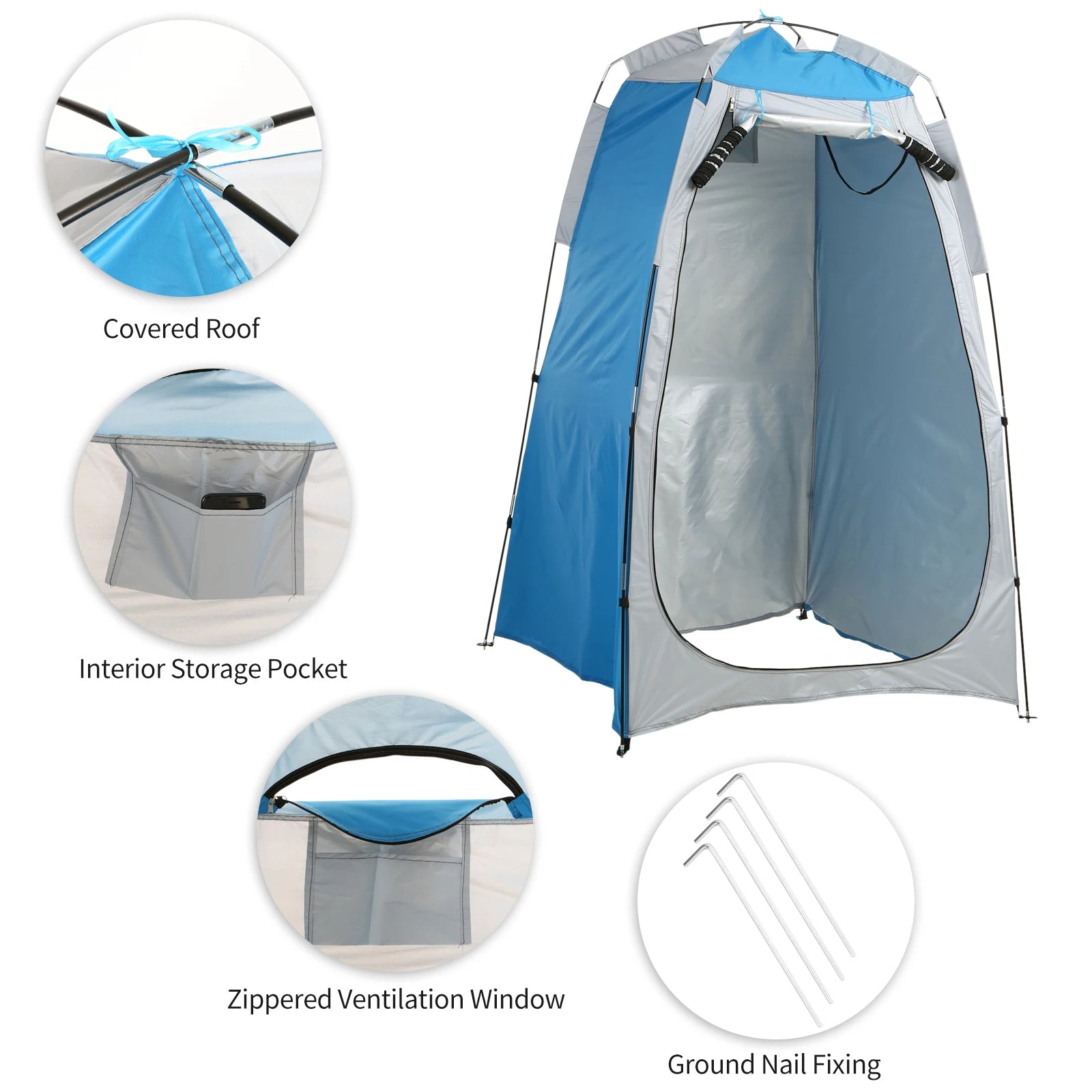 Portable Beach Shower Toilet Changing Tent Sun Rain Shelter Privacy Shelter Tent with Window for Outdoor Camping Bathroom - Delicate Leather