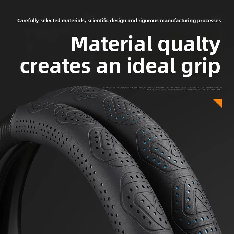 Carbon Fiber Leather Steering Wheel Cover – Universal Anti-Slip Car Steering Protector for Interior Comfort and Grip - Delicate Leather