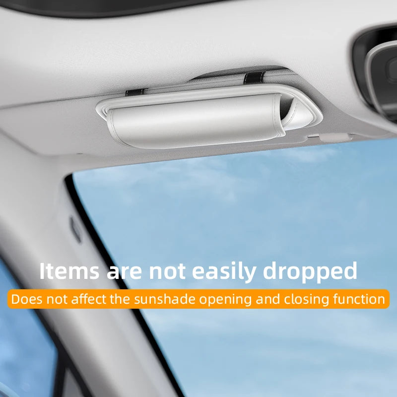 PU Leather Car Sunglasses Holder – Portable Sun Visor Eyeglass Case, Universal Fit - Delicate Leather