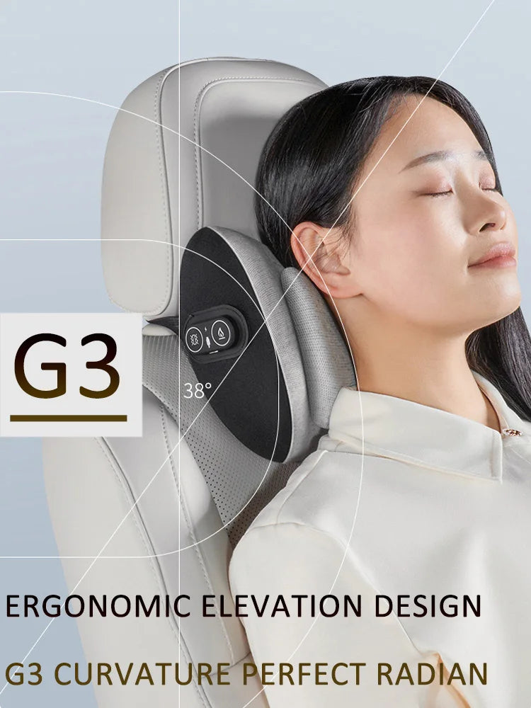 Car Seat Neck & Lumbar Support Pillow – Memory Foam Headrest Cushion for Travel - Delicate Leather