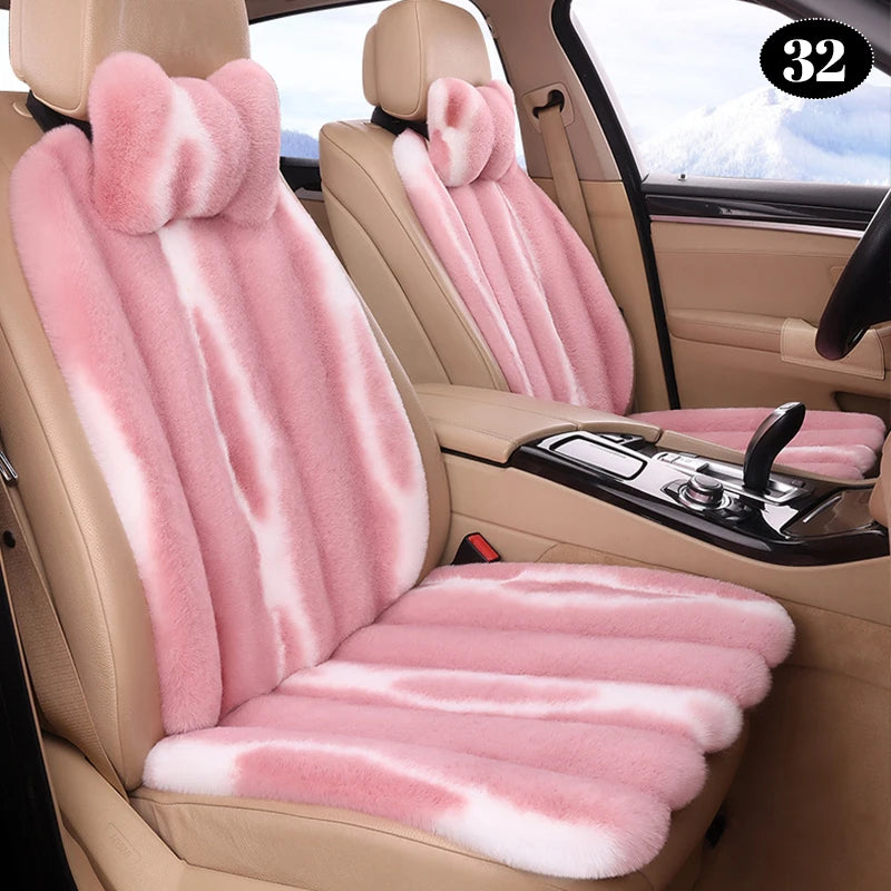 Universal Winter Faux Wool Car Seat Cover – Thickened Warm Plush Cushion, Soft Artificial Fur Interior Accessory - Delicate Leather