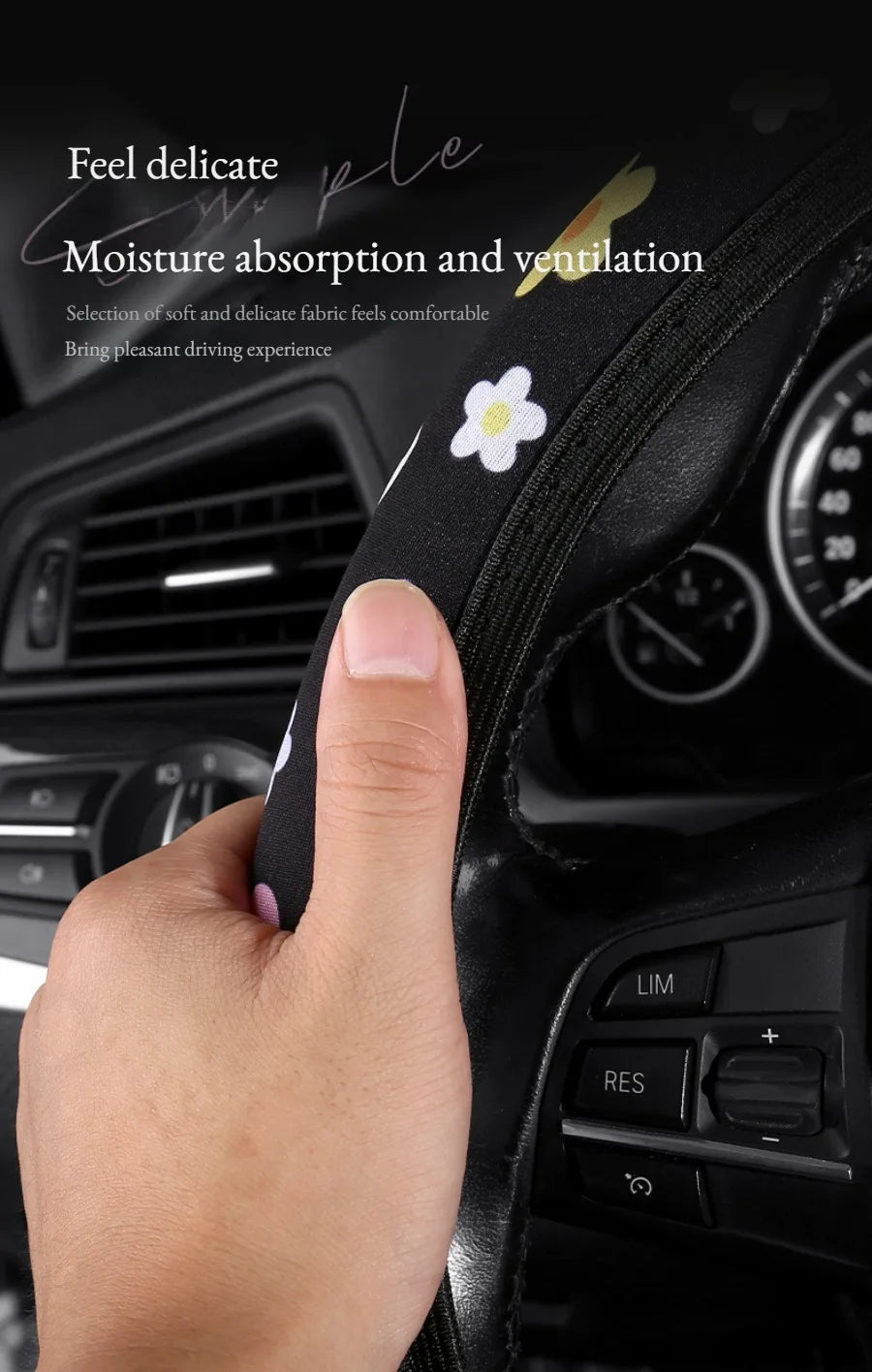 Flowers Steering Wheel Cover, Little Wild Flower Car Steering Wheel Cover , Car Accessories 33