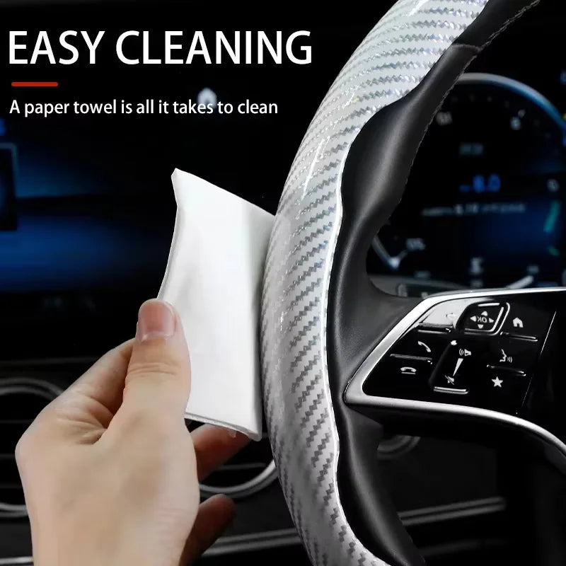 2/3PCS Carbon Fiber Style Steering Wheel Grip Covers – Anti-Slip Universal Set