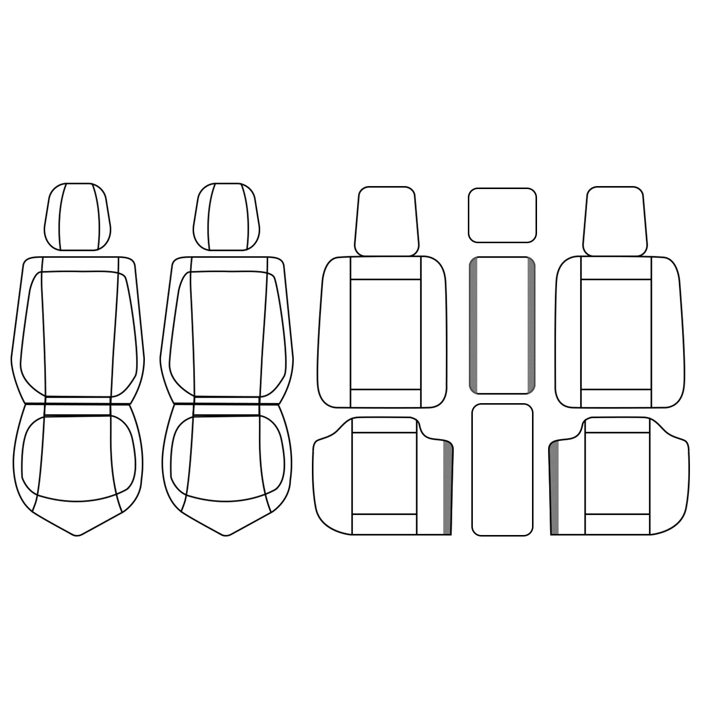 Waterproof PU Leather Car Seat Covers – Five Seats, High Back Front and Rear Split Bench in White & Coffee 11 - Delicate Leather