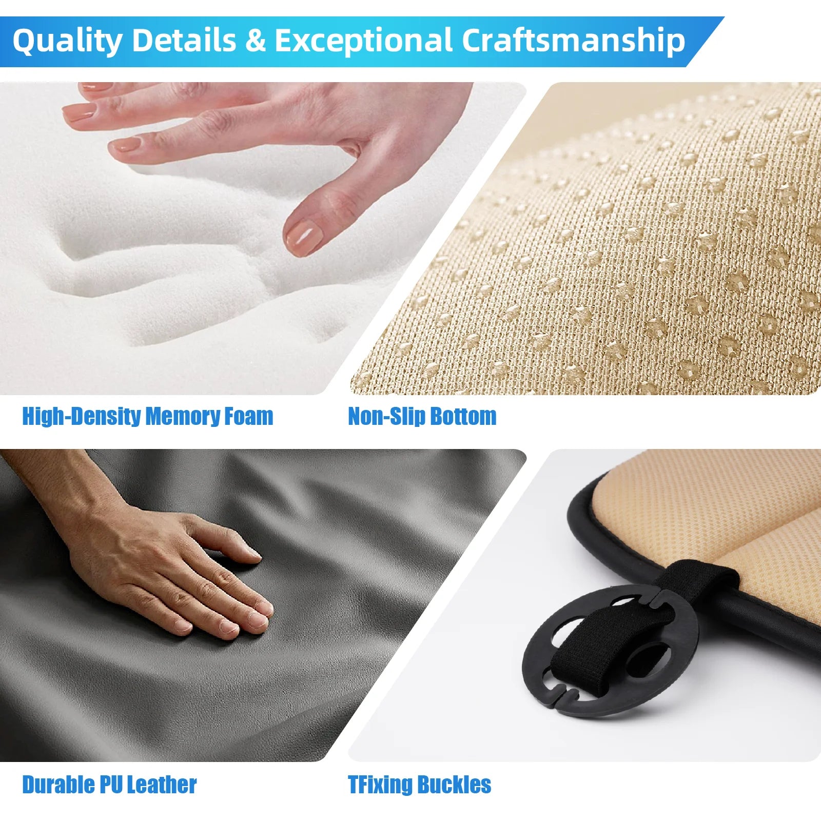 PU Leather Car Seat Cushion – Ergonomic Plum Buckle Design, Durable & Comfortable Seat Pad for Home, Office, and Car - Delicate Leather