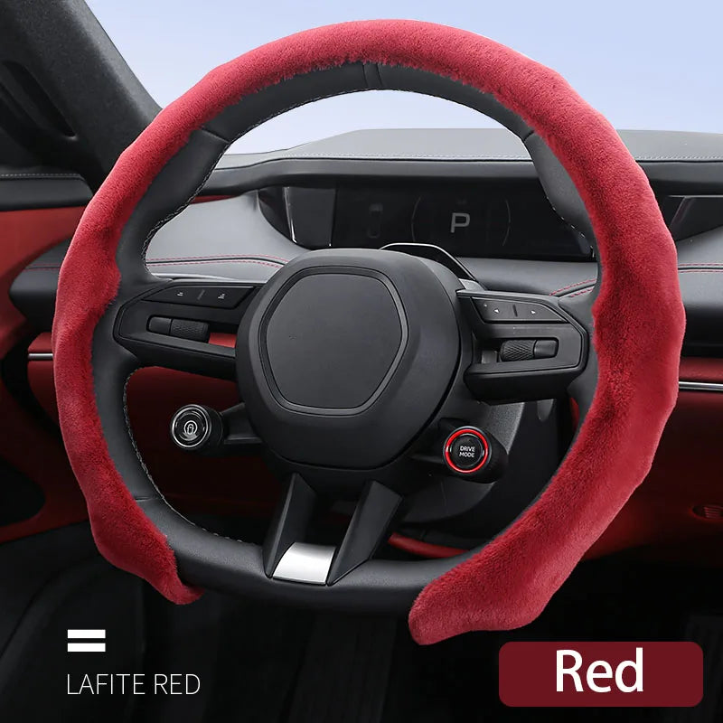 5D Short Plush Steering Wheel Cover – Breathable Ultra-Thin Anti-Slip Universal Fit - Delicate Leather