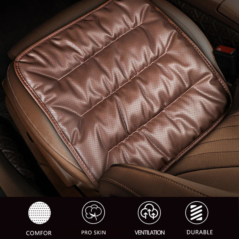 Nappa Leather Car Seat Cover – Universal Waterproof Seat Cushion & Anti-Slip Protector Mat - Delicate Leather