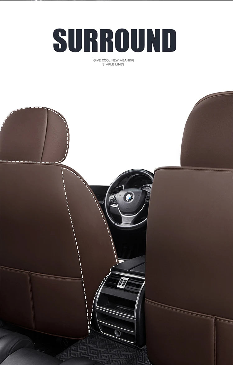 Full Set Leather Car Seat Covers – Waterproof, Universal Fit, Front & Rear Auto Seat Protection for Most Vehicles - Delicate Leather
