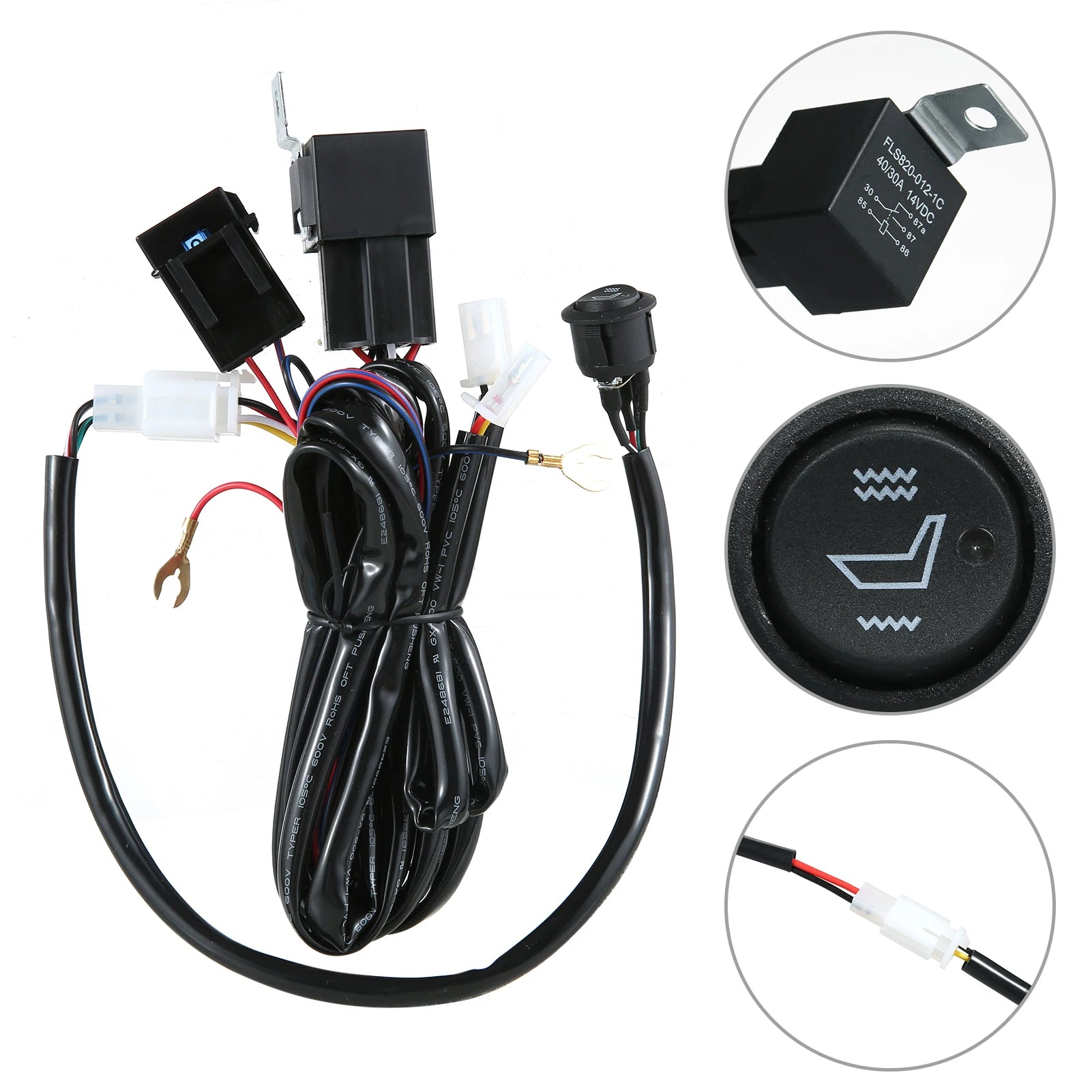 12 V Carbon Fiber Seat Heater Kit for 2 Seats – High / Low Temperature Switch Heated Pads, Universal Seat Heating Cushion Warmer - Delicate Leather