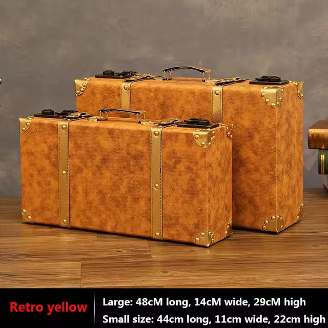 Customized Vintage Travel Suitcases Large Capacity Wooden Luggage, Clothes Storage Organizer Boxes, Decorative Props