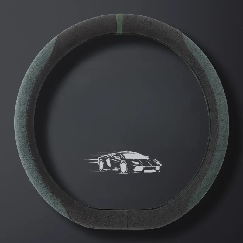 Suede Steering Wheel Cover 37–38cm – Ultra-Thin Breathable Anti-Slip Grip - Delicate Leather