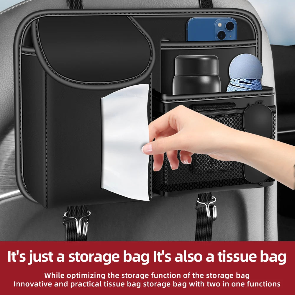 Car Seat Back Storage Organizer – Universal Multi-Functional Storage Bag for Car Interior Tidying - Delicate Leather