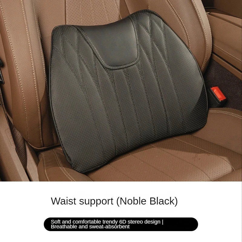 Delicate Leather Universal Car Seat Cushion with Lumbar Support – Ergonomic Leather Driver’s Seat Pad with Integrated Back Support - Delicate Leather