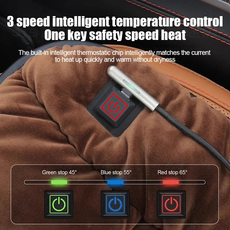 Graphene Car Heating Cushion – Winter Plush Seat Pad, 12V USB Electric, Universal. - Delicate Leather