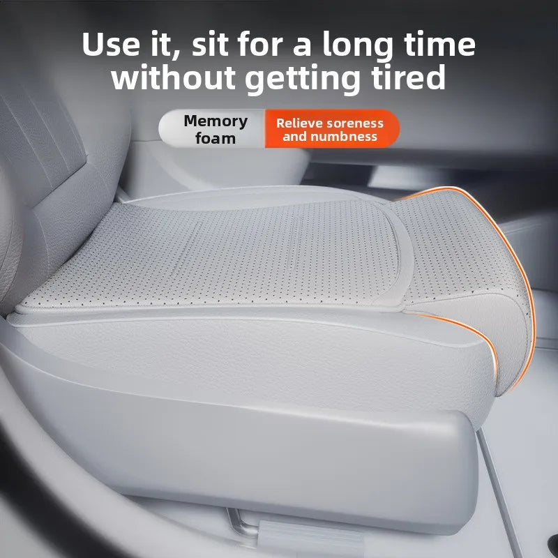 Universal Car Seat Cushion with Extended Footrest – Leather Breathable Non-Slip Seat Cover for Driver and Passenger Comfort - Delicate Leather
