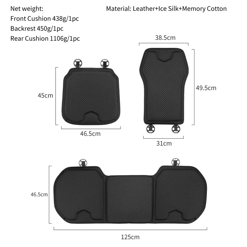 Ice Silk Car Seat Cushion for Porsche Cayenne Macan - Summer Breathable Seat Cover - Auto Memory Foam Seat Protector Accessories - Delicate Leather