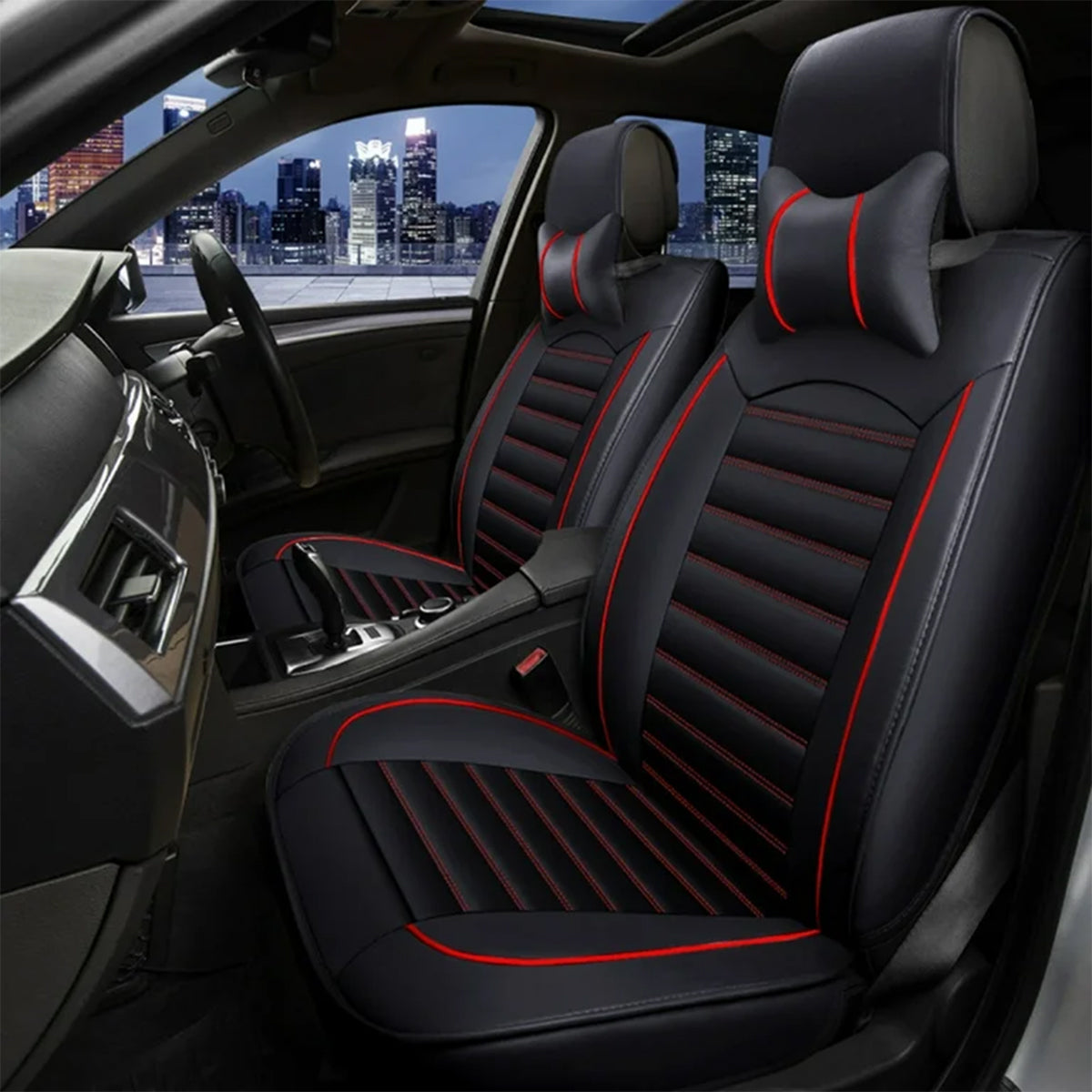 Full Set Car Seat Covers – Leather Front Split and Rear Bench Cushion for Complete Interior Protection 03 - Delicate Leather