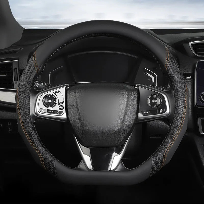 Nappa Leather Steering Wheel Cover – Anti-Slip Universal O/D Type Interior Accessory - Delicate Leather