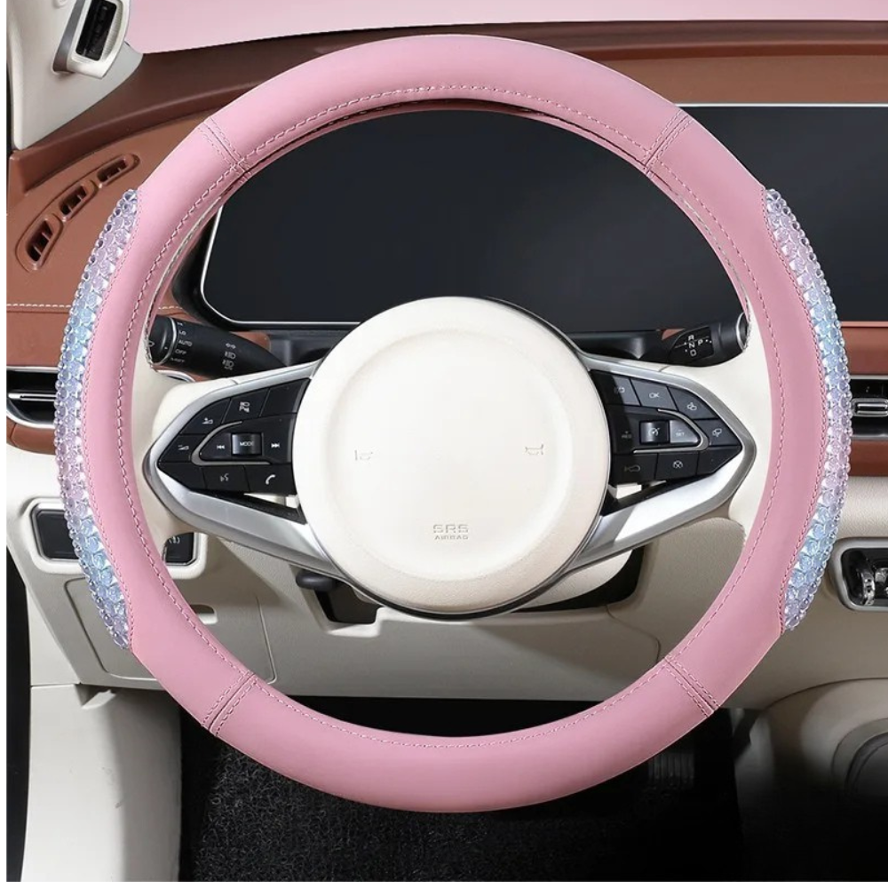 Jelly Leather Steering Wheel Cover – Colorful Universal Fit 14.5-15 Inch, Breathable & Wear-Resistant Protective Car Handle Cover - Delicate Leather