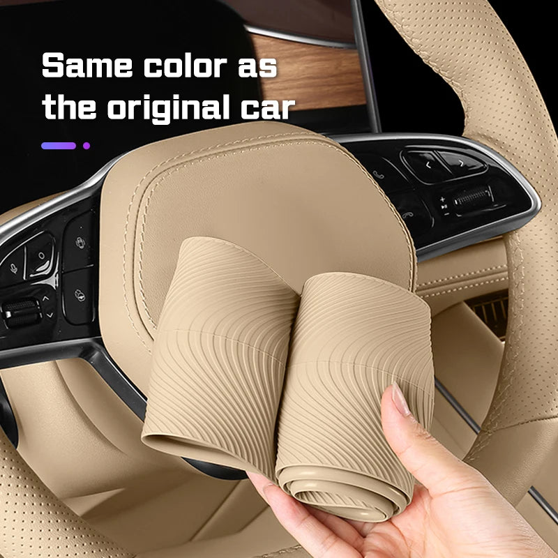15 Inch Car Steering Wheel Protective Cover – Non-Slip Silicone Wheel Cover for 37–38cm Steering Wheels - Delicate Leather
