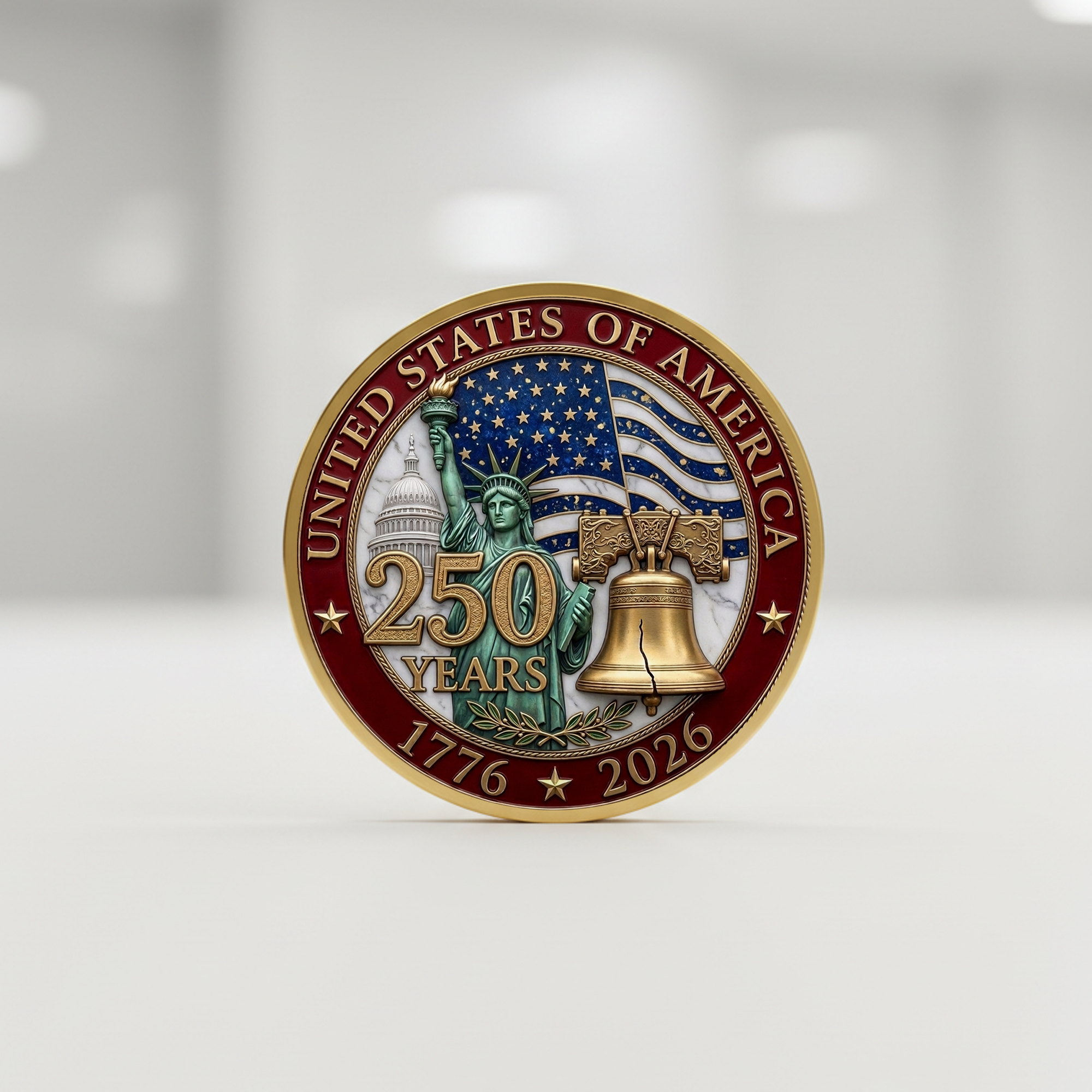 250th Anniversary of America 1776–2026 Commemorative Coin – Patriotic Souvenir Token 01 - Delicate Leather