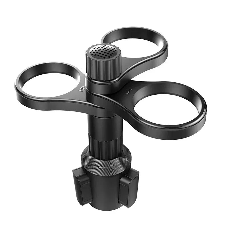 360° Rotating Car Cup Holder Expander – Adjustable Insert Adapter for Bottles & Drinks - Delicate Leather