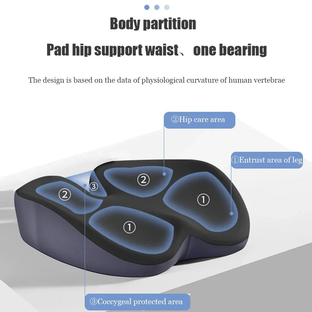 Memory Foam Seat Cushion – Ergonomic Chair Booster Pad for Office, Home, and Car - Delicate Leather