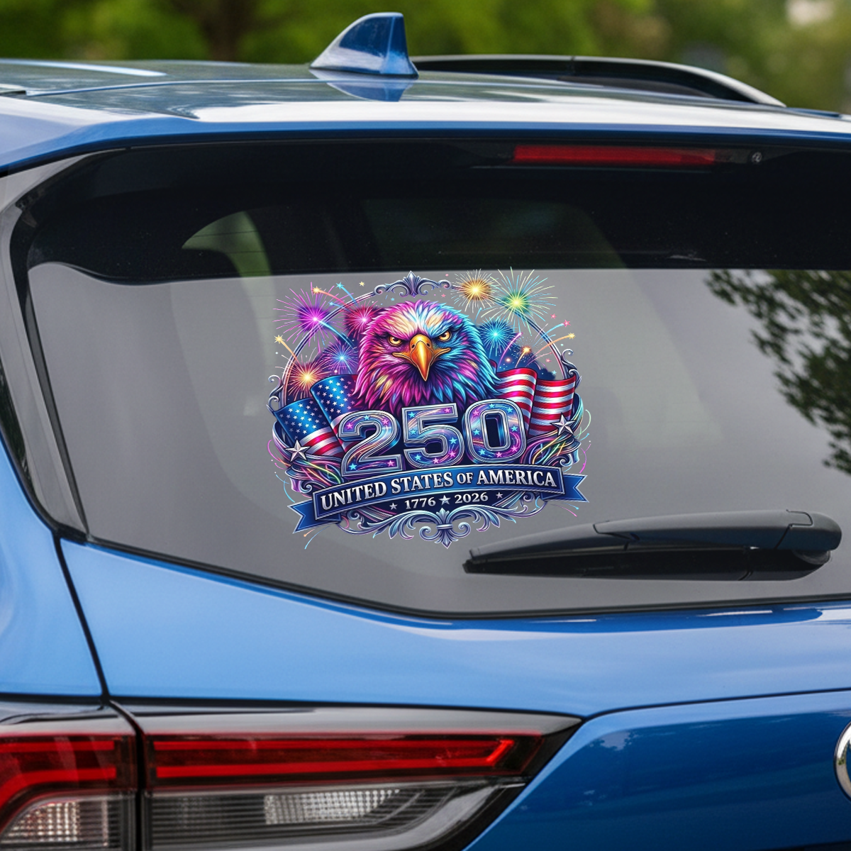 250 Years Anniversary Eagle & Fireworks Decal – Patriotic Vinyl Sticker 03 - Delicate Leather