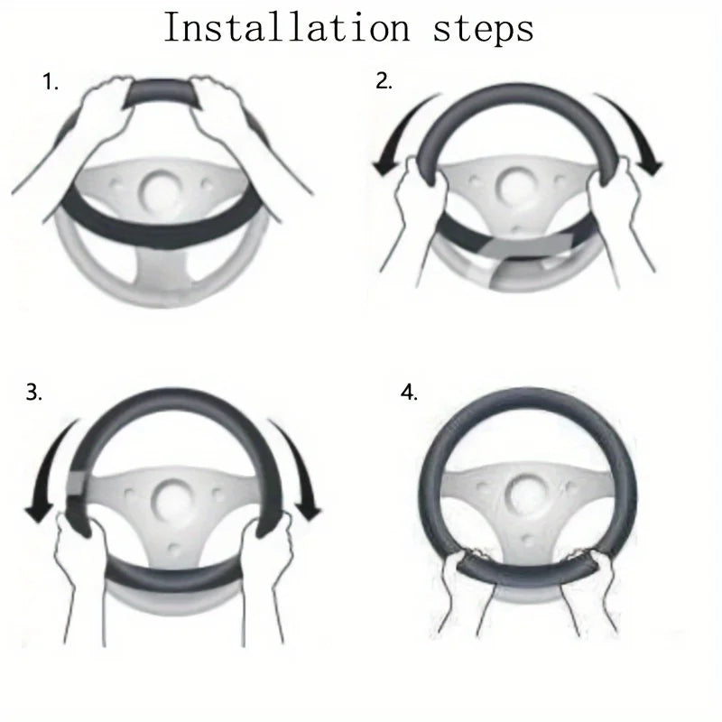 Suede Steering Wheel Cover – Ultra-Thin Non-Slip Grip, Sweat-Absorbent, Universal Fit for 38 cm Wheels - Delicate Leather
