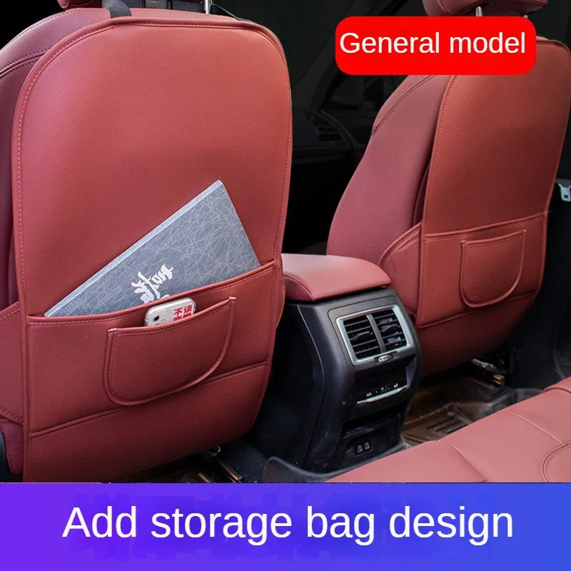 Car Seat Back Protector – Universal Backseat Kick Mat Waterproof Interior Cover - Delicate Leather
