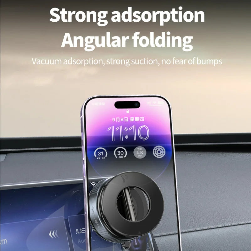 Magnetic Car Phone Holder | 360° Rotating Foldable Mount with Suction Cup & Anti-Shake Bracket (SP10) - Delicate Leather