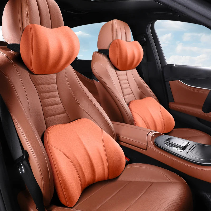 Memory Foam Car Neck Pillow – Headrest Cushion for Seat Support - Delicate Leather