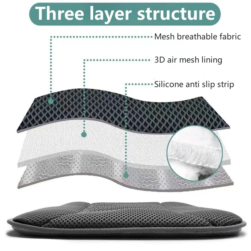3D Air Mesh Car Seat Cushion – Breathable, Non-Slip, Universal Four-Season Seat Pad - Delicate Leather