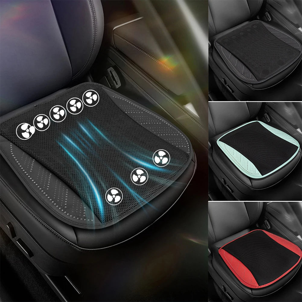 Stay Cool this Summer with the USB Fan Blowing Car Cooling Cushion: 8-Fan Design with 3 Adjustable Gears for Ultimate Ventilation and Comfort in Your Auto Interior - Delicate Leather