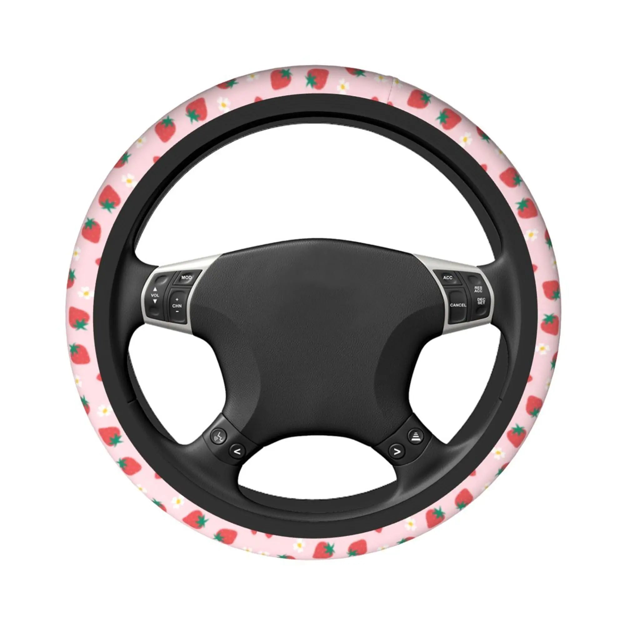 Strawberry Flowers Steering Wheel Cover, Fruiti Car Steering Wheel Cover , Car Accessories 34 - Delicate Leather