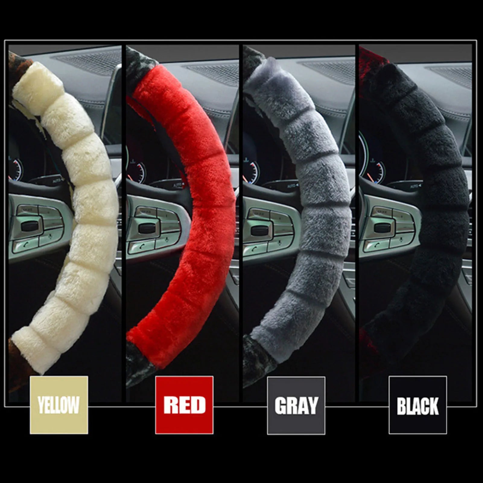 Winter Plush Steering Wheel Cover – Soft Anti-Slip Fluffy Grip, Universal 38cm Warm Driving Protector - Delicate Leather