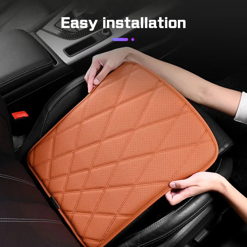 Four-Season Car Seat Cushion – Nappa Leather, Anti-Slip Protective Pad, Universal Fit - Delicate Leather