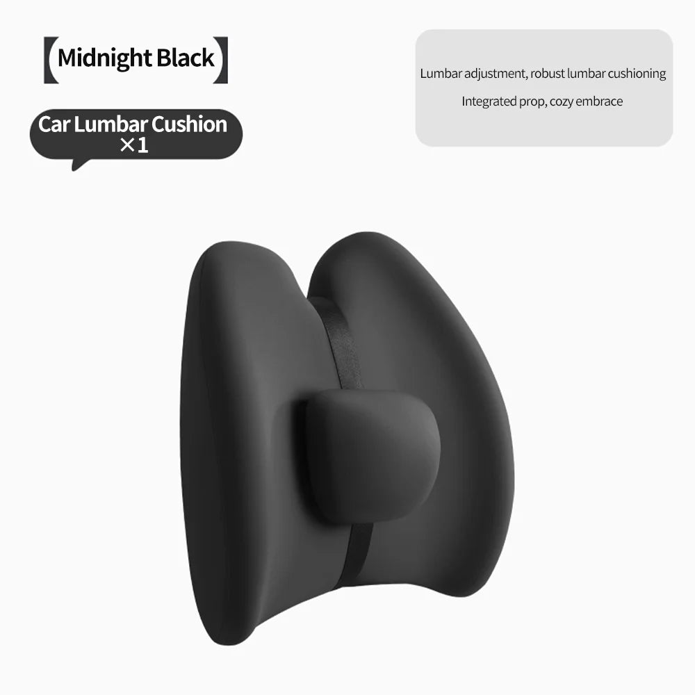Memory Foam Car Headrest & Lumbar Support Set – Universal Neck and Back Cushion - Delicate Leather